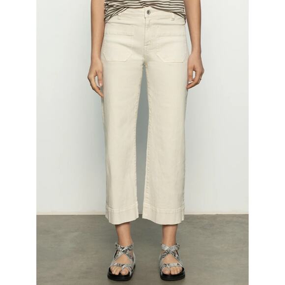 SANCTUARY Marine Wide Leg Denim Pant Jean French Vanilla Anthropologie 25 $100 - Picture 1 of 11